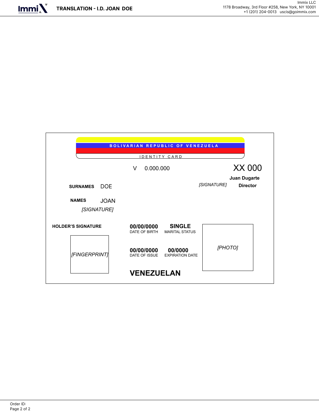 Venezuela - Cédula de Ciudadania